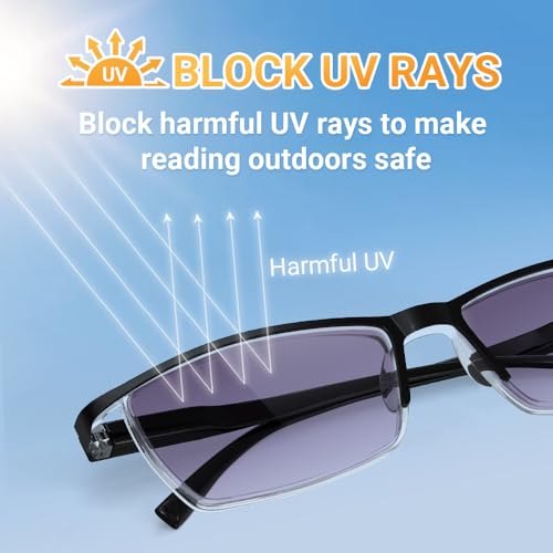 TERAISE Reading Glasses 4-Pack Blue Light Blocking Reader Glasses for Men and Women Ultralight Computer Eyeglasses Prevent Eye Fatigue Include 1-Pack Reading Sunglasses Outdoor Anti- UV(0.0X) - Image 3