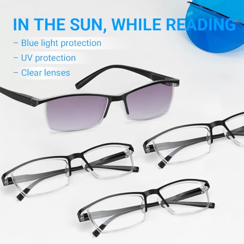 TERAISE Reading Glasses 4-Pack Blue Light Blocking Reader Glasses for Men and Women Ultralight Computer Eyeglasses Prevent Eye Fatigue Include 1-Pack Reading Sunglasses Outdoor Anti- UV(0.0X) - Image 2