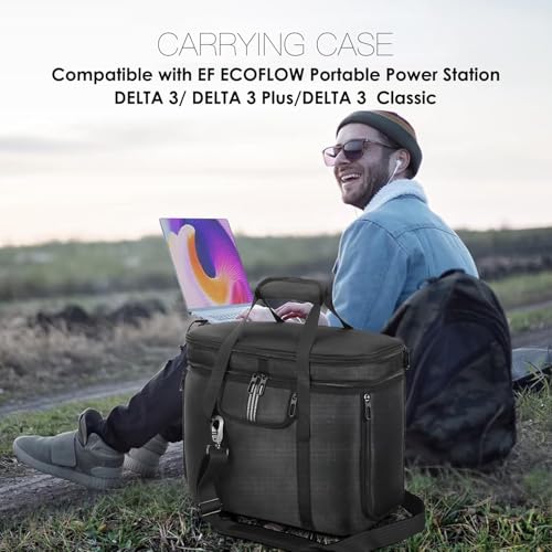 OCXLLEATLY Portable Carrying Case Compatible with ECOFLOW DELTA 3 Plus/DELTA 3/Classic, Protective Storage Bag for Power Station and Accessories, with Multiple Quick Connect and Heat Dissipation Windows - Image 2