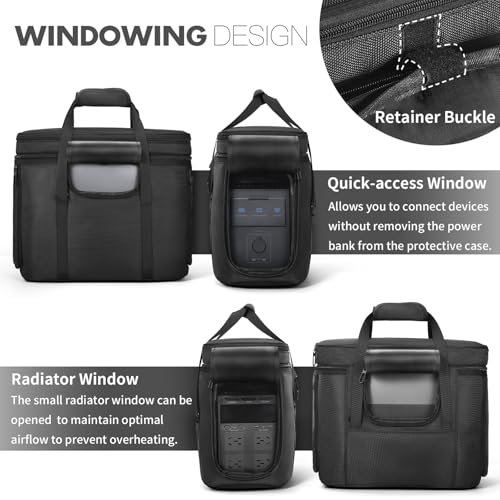 OCXLLEATLY Portable Carrying Case Compatible with ECOFLOW DELTA 3 Plus/DELTA 3/Classic, Protective Storage Bag for Power Station and Accessories, with Multiple Quick Connect and Heat Dissipation Windows - Image 4