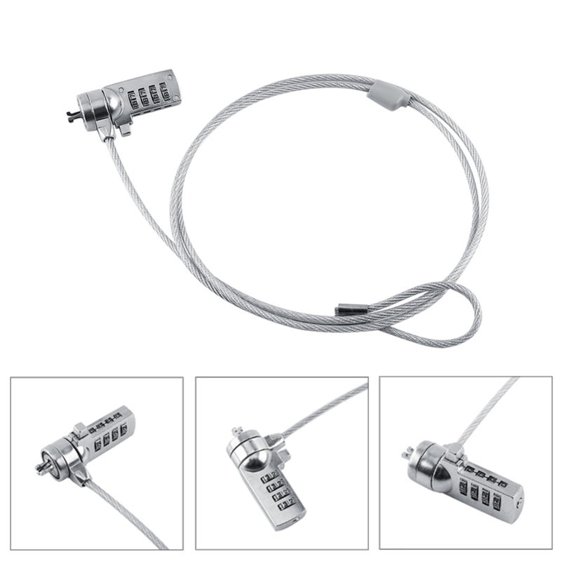 Laptop Security Lock: 4-Digit Resettable Combination, Tamper-Resistant Lockhead, Plated Steel Cable - Anti Theft Notebook Theft Deterrent for Laptops, Desktops, Docking Stations With Standard Security - Image 2
