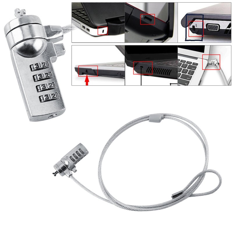 Laptop Security Lock: 4-Digit Resettable Combination, Tamper-Resistant Lockhead, Plated Steel Cable - Anti Theft Notebook Theft Deterrent for Laptops, Desktops, Docking Stations With Standard Security - Image 5