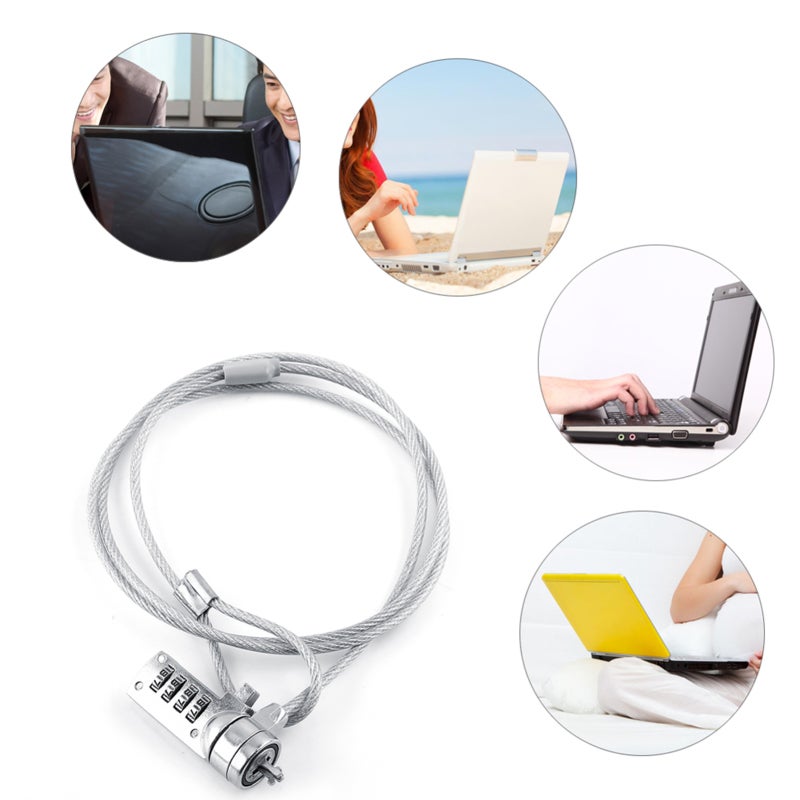 Laptop Security Lock: 4-Digit Resettable Combination, Tamper-Resistant Lockhead, Plated Steel Cable - Anti Theft Notebook Theft Deterrent for Laptops, Desktops, Docking Stations With Standard Security - Image 1