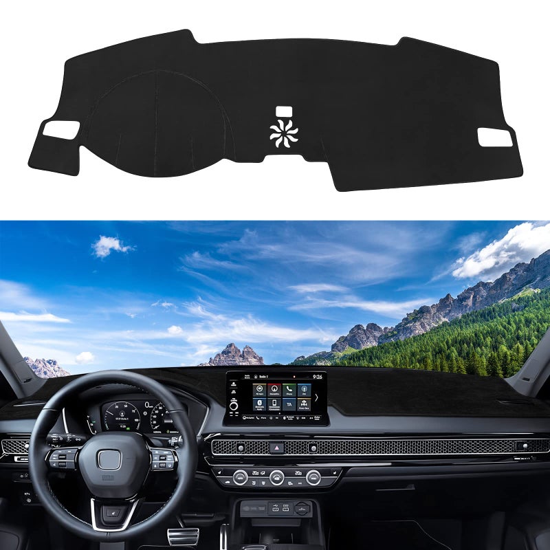 Rilsen Dashboard Cover Mat Custom Fit for Honda Civic 2022 2023 2024 2025 Dash Cover for 11th Gen Nonslip Dash Mat Protector Sunshade No Glare Black
