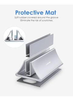 Aluminum Space Saving Vertical Desktop Stand Compatible For Macbook Air Pro 13 15 Macbook 12 Ipad Pro 12.9 Surface Book Chromebook And 11 To 17 Inch Laptops Silver - pzsku/Z79DD3A1020DECE66BDEAZ/45/_/1740916933/2ffd2a81-6850-42f5-baa3-0d0386a42c26