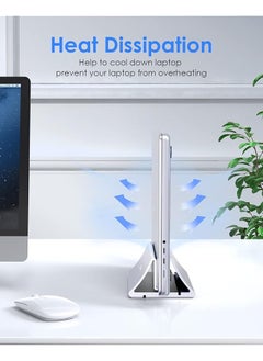 Aluminum Space Saving Vertical Desktop Stand Compatible For Macbook Air Pro 13 15 Macbook 12 Ipad Pro 12.9 Surface Book Chromebook And 11 To 17 Inch Laptops Silver - pzsku/Z79DD3A1020DECE66BDEAZ/45/_/1740916941/f3a6ac02-372c-4e67-8a18-ee656641d2ac