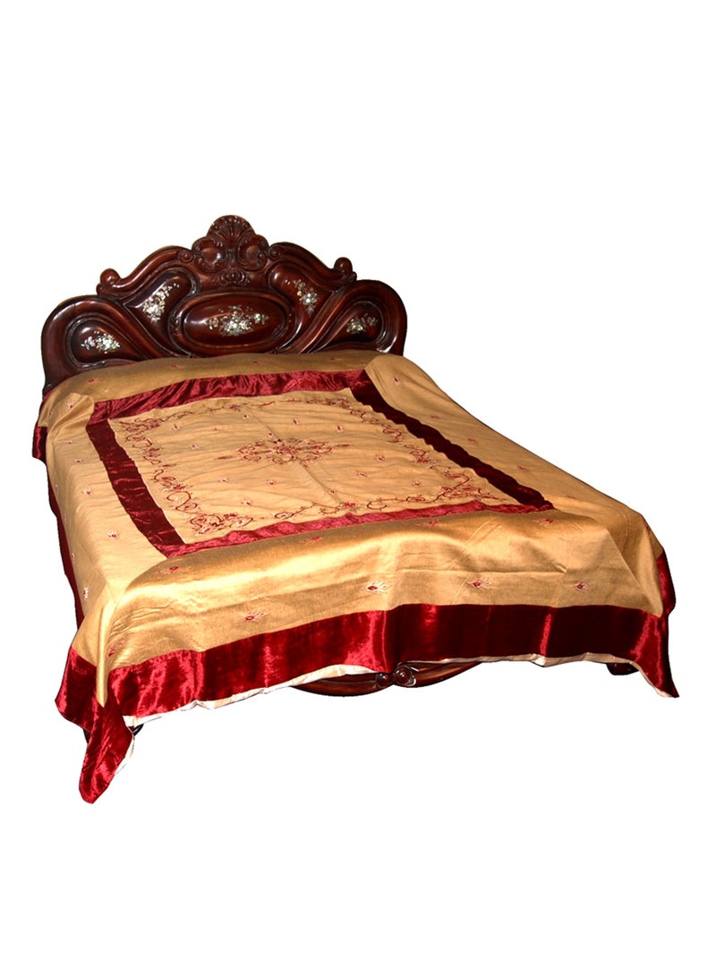 Antique Museum Handmade bed cover velvet Jerry work back satin silk set of 3 