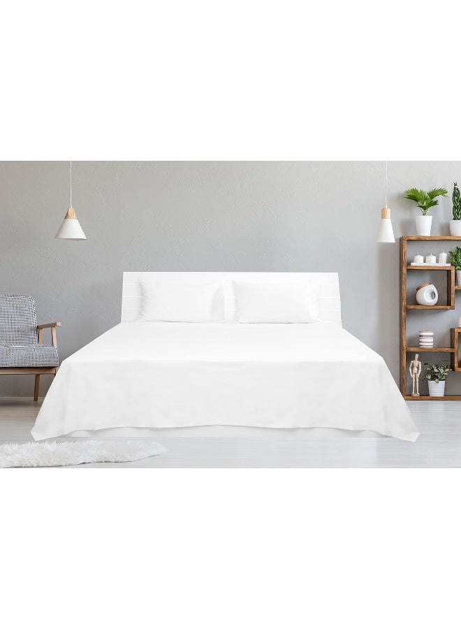 Hotel Linen Klub 2-Piece Single Bed Sheet Set - 1 Bed Sheet + 1 Pillowcase, 100% Cotton, 250 Thread Count Cool and Breathable Fabric for Ultimate Comfort Experience, White - Image 1