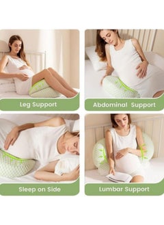 GGEROU Pregnancy Pillow for Women, Soft Pregnancy Pillow, Back, Hip, Leg Support, Maternity Pillow with Removable and Adjustable Pillow Cover, Green  - Image 3