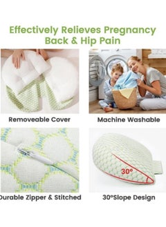 GGEROU Pregnancy Pillow for Women, Soft Pregnancy Pillow, Back, Hip, Leg Support, Maternity Pillow with Removable and Adjustable Pillow Cover, Green  - Image 5