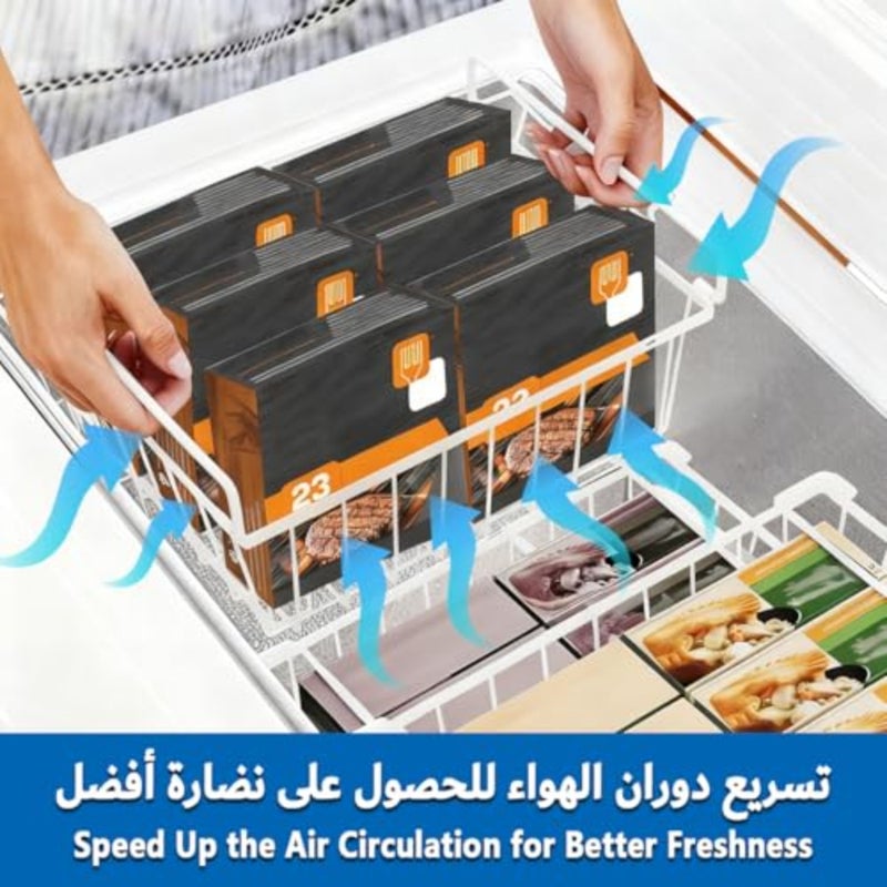 Freezer Organizer Bins 4 Pack Stackable Chest Freezer Organizer with Handle Easy Access to Bottom Foods Without Digging Foldable Freezer Storage Baskets for Deep Freezer Sort Frozen Meats and Food White - Image 4