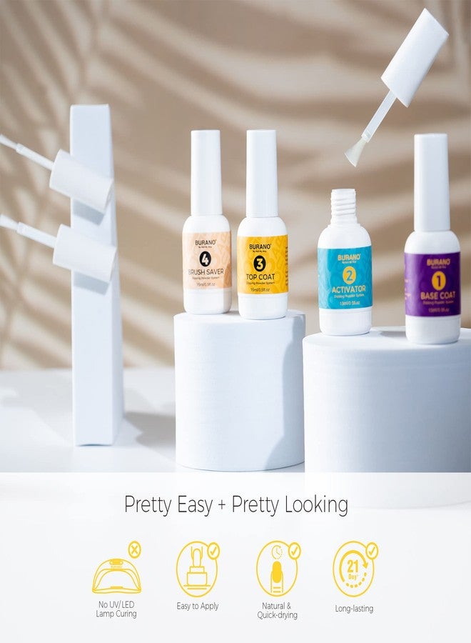 BURANO Dip Powder Set, 0.5oz Large Capacity Dip Powder Base & Top Coat with Activator Brush Saver for Dipping Powder Nail Kit (0.5oz) - Image 5