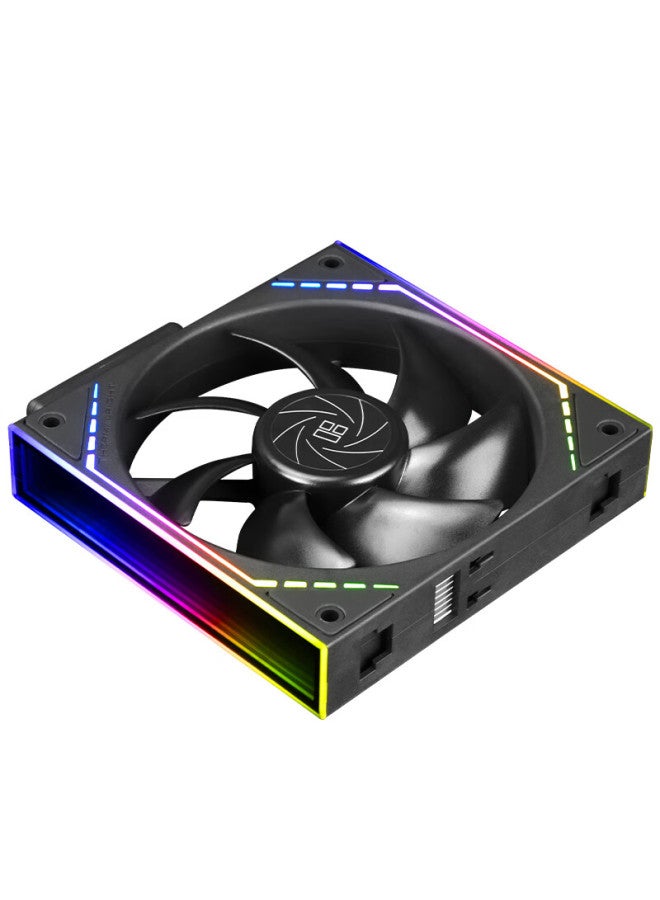 Thermalright Tl-m12q X3 12cm Pure Black Pressure Fan, Wireless Cable-free Case Fan, Building Block Fan, 2000 Rpm Pwm, Color-changing Frameless Mirror - Image 3