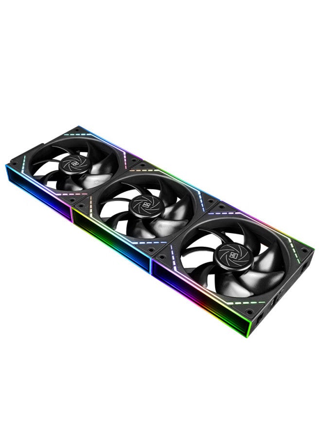 Thermalright Tl-m12q X3 12cm Pure Black Pressure Fan, Wireless Cable-free Case Fan, Building Block Fan, 2000 Rpm Pwm, Color-changing Frameless Mirror - Image 1