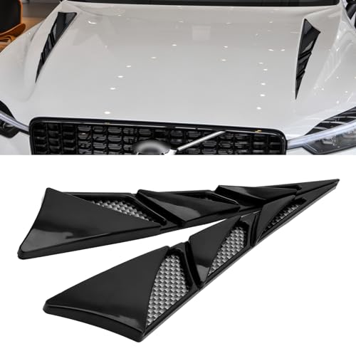 Ajxn 2 PCS Car Modified Spoiler Kits 92In x 80In x 19In Waterproof ABS Vehicle Leaf Shape Vent Covers with Adhesive Universal Side Intake Decorative Cover Hoods for SUV Car Truck Black - Image 1
