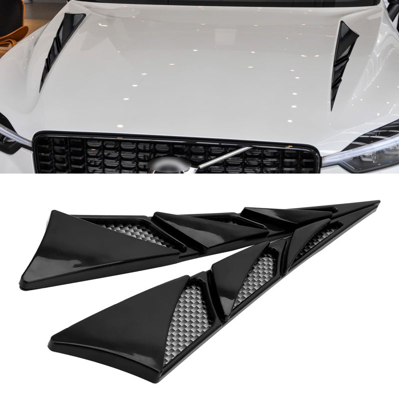 Ajxn 2 PCS Car Modified Spoiler Kits 92In x 80In x 19In Waterproof ABS Vehicle Leaf Shape Vent Covers with Adhesive Universal Side Intake Decorative Cover Hoods for SUV Car Truck Black - Image 3