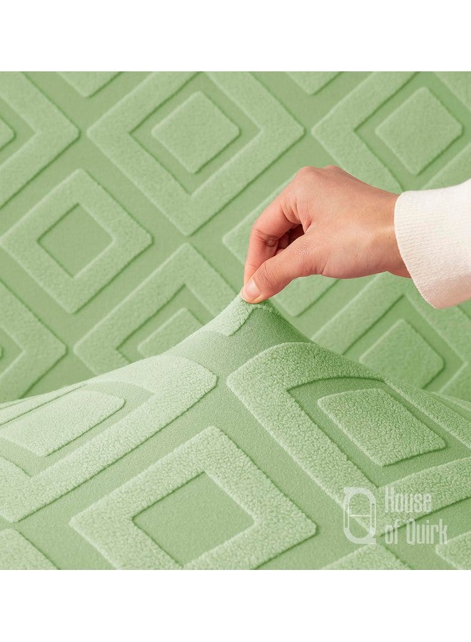 هاوس أوف كويرك غطاء أريكة House of Quirk Universal مزدوج المقعد من القماش الجاكار بملمس ماسي 220 جرام لكل متر مربع غطاء ناعم الملمس للأريكة غطاء أريكة مرن قابل للتمدد (أخضر، 145-185 سم) - Image 3