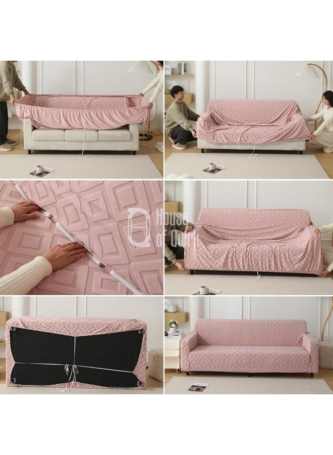 هاوس أوف كويرك غطاء أريكة House of Quirk Universal مزدوج المقعد من القماش الجاكار بملمس ماسي 220 جرام لكل متر مربع غطاء ناعم الملمس للأريكة غطاء أريكة مرن قابل للتمدد (أخضر، 145-185 سم) - Image 5