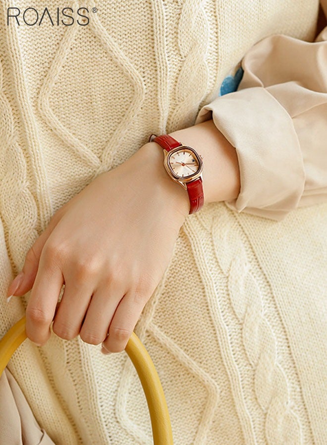 رويس ساعة كوارتز بسوار جلدي للنساء، ساعة بقرص ذهبي مربع بإطار ذهبي، ساعة يد أنيقة مقاومة للماء كهدية للسيدات - Image 2