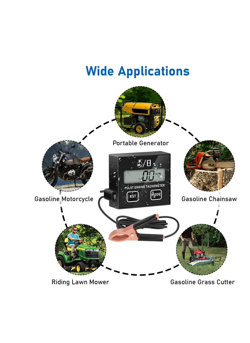 Excefore - Tachometer for Small Engines, Digital Tachometer with Clip Reset Function, Inductive Hour Meter for 2 Stroke and 4 Stroke, Waterproof Tachometer for Cropper Generator Lawn Mower RV ATV - Image 1