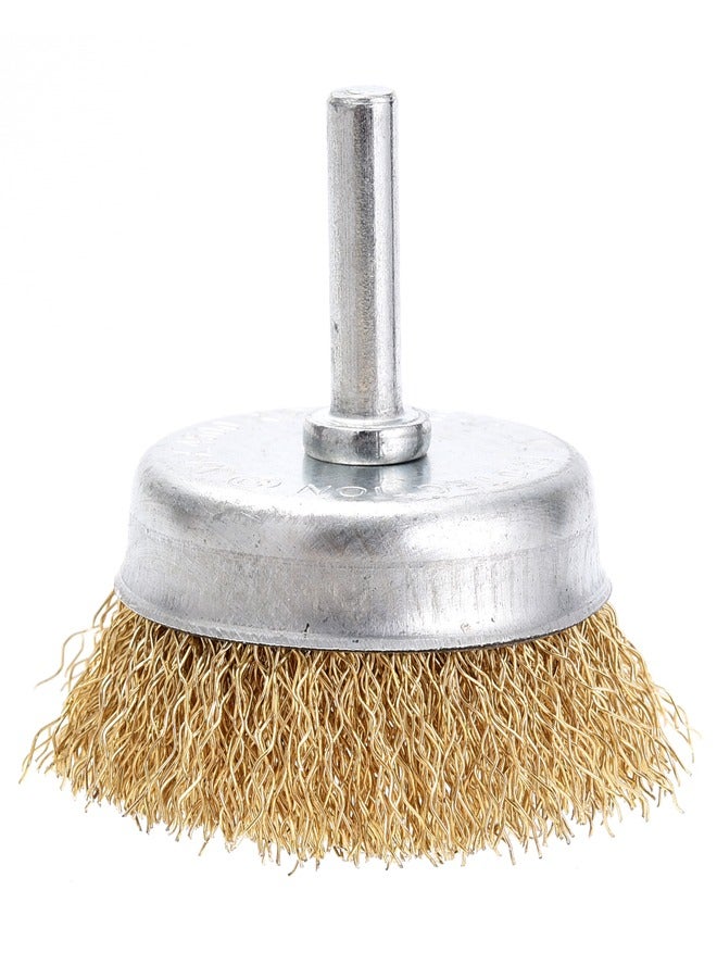 لوازم فرشاة كأسية من أسلاك نحاس 2 بوصة - ملحق فرشاة سلكية نحاسية متينة، مثالية لإزالة الصدأ، وتنظيف المعادن، وتحضير الأسطح باستخدام الأدوات الكهربائية بسرعة تصل إلى 4500 دورة في الدقيقة. - Image 1