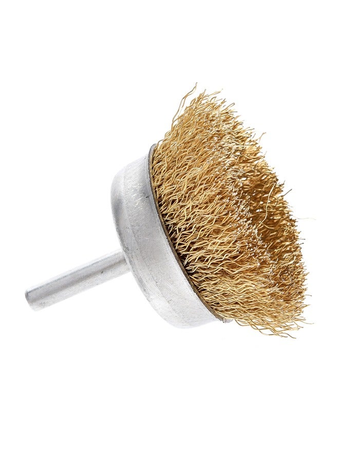 لوازم فرشاة كأسية من أسلاك نحاس 2 بوصة - ملحق فرشاة سلكية نحاسية متينة، مثالية لإزالة الصدأ، وتنظيف المعادن، وتحضير الأسطح باستخدام الأدوات الكهربائية بسرعة تصل إلى 4500 دورة في الدقيقة. - Image 3
