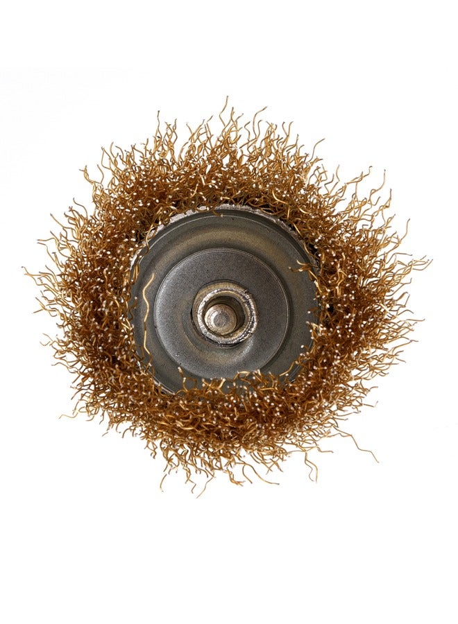 لوازم فرشاة كأسية من أسلاك نحاس 2 بوصة - ملحق فرشاة سلكية نحاسية متينة، مثالية لإزالة الصدأ، وتنظيف المعادن، وتحضير الأسطح باستخدام الأدوات الكهربائية بسرعة تصل إلى 4500 دورة في الدقيقة. - Image 4