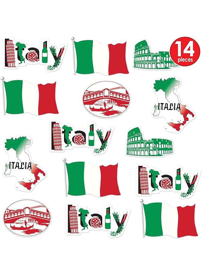 إيروريكس 53674 قطع إيطالية مقطوعة 14 قطعة ديكورات إيطالية دولية حول العالم لوازم حفلات 12 بوصة 16 بوصة أحمر أبيض أخضر أسود - Image 4