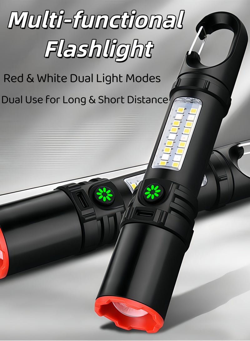 Multi-functional Flashlight,Powerful LED Tactical Flashlight,Rechargeable Tactical Flashlight,Waterproof Camping Flashlight,High Lumen 5 Modes Super Bright, led Powerful, Zoomable,with USB C,Waterproof for Emergencies, Camping, Hiking - Image 1