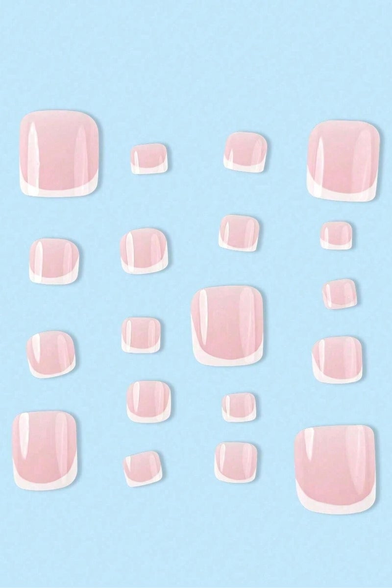 French square fake toenails. Box contains 24 nails with nail file and glue. - Image 2