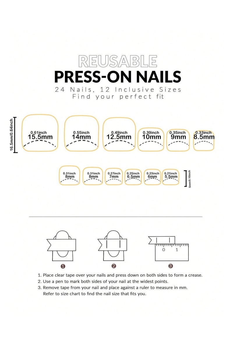 French square fake toenails. Box contains 24 nails with nail file and glue. - Image 3