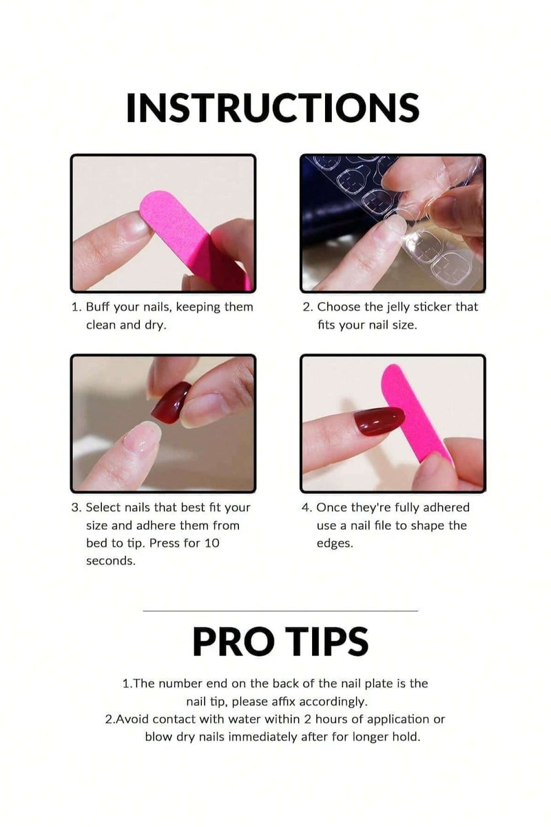 French square fake toenails. Box contains 24 nails with nail file and glue. - Image 4