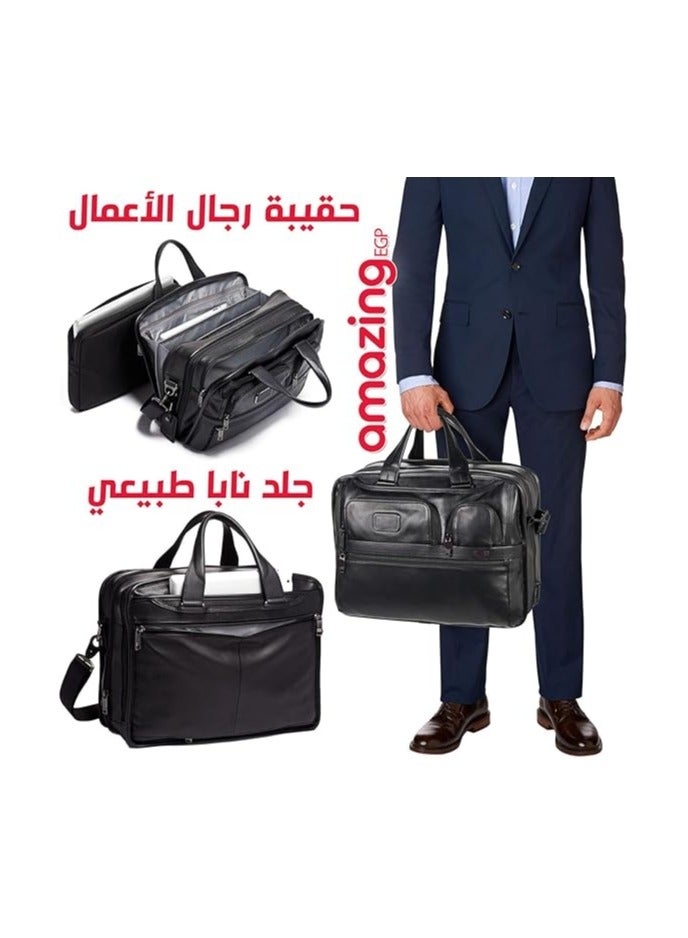 أمازينج. إي جي بي شنطة لاب توب من جلد نابا الفاخر من امازينج اي جي بي، مقاس 17.5 انش، اسود، جيب لاب توب 17 انش، جيوب متعددة - Image 2