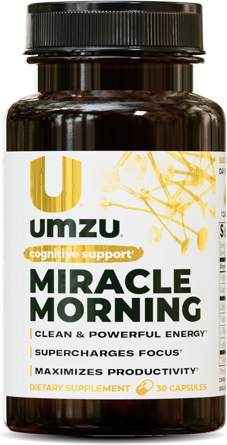 UMZU مكمل طاقة صباح المعجزة من UMZU مع الكافيين معززات الطاقة 150 ملغ من الكافيين تدعم التركيز والإنتاجية والمزاج طوال اليوم 30 يومًا إمداد 30 كبسولة - Image 1