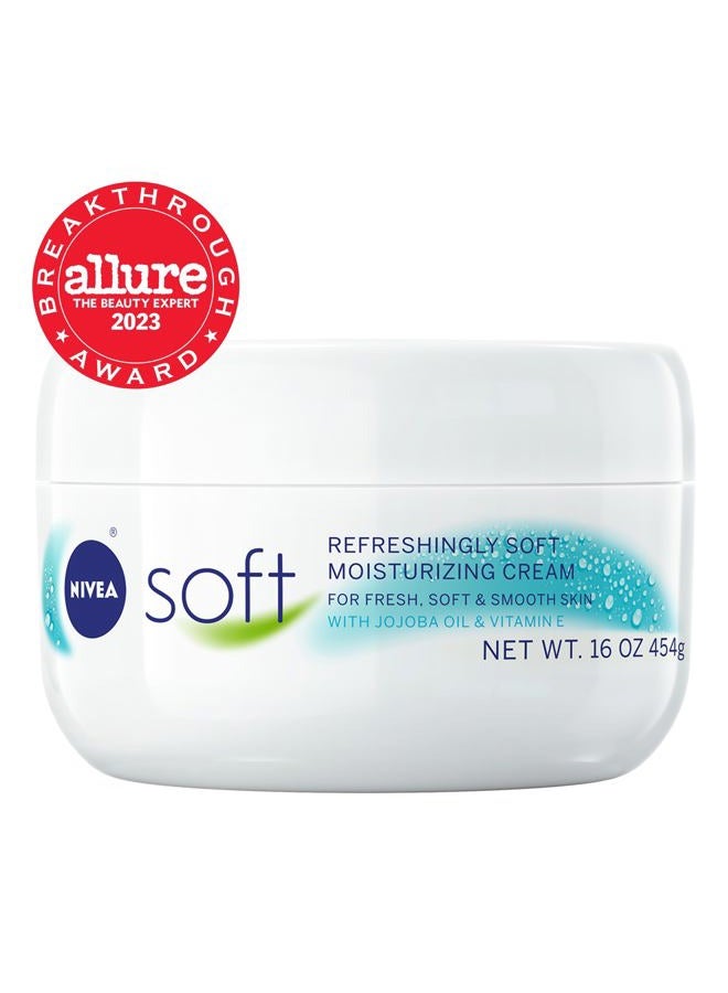 Nivea Soft Refreshingly Soft Moisturizing Cream, Lightweight Body Moisturizer for Face, Body and Hands, Body Cream Enriched with Jojoba Oil and Vitamin E, 16 Oz Jar - Image 3