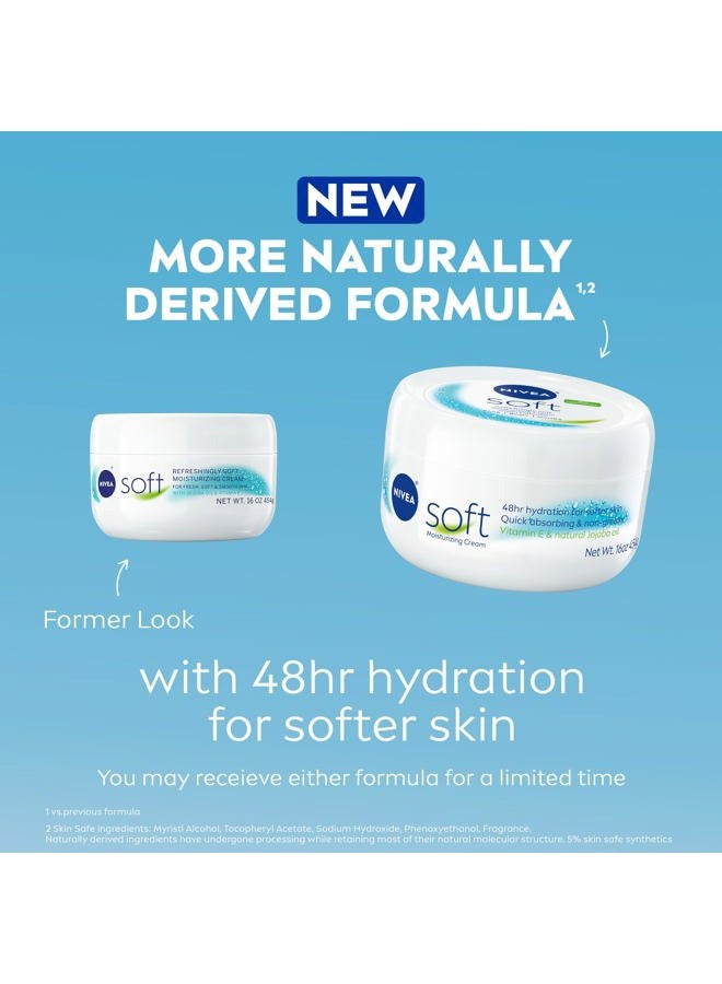 Nivea Soft Refreshingly Soft Moisturizing Cream, Lightweight Body Moisturizer for Face, Body and Hands, Body Cream Enriched with Jojoba Oil and Vitamin E, 16 Oz Jar - Image 4