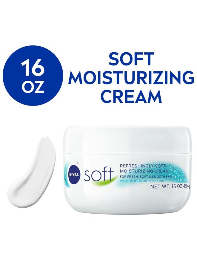 Nivea Soft Refreshingly Soft Moisturizing Cream, Lightweight Body Moisturizer for Face, Body and Hands, Body Cream Enriched with Jojoba Oil and Vitamin E, 16 Oz Jar - Image 2