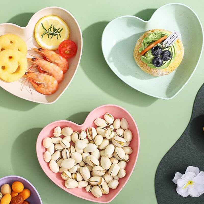 FLOXIT Heart Shaped Plates with Stand Sushi Plate Seasoning Dishes for Dessert, Salad, Fruits, Cake Elegant Home Kitchen Small Dish Set Eco-Friendly & Safe Microwave,Freezer&Dishwasher (Pink) - Image 5