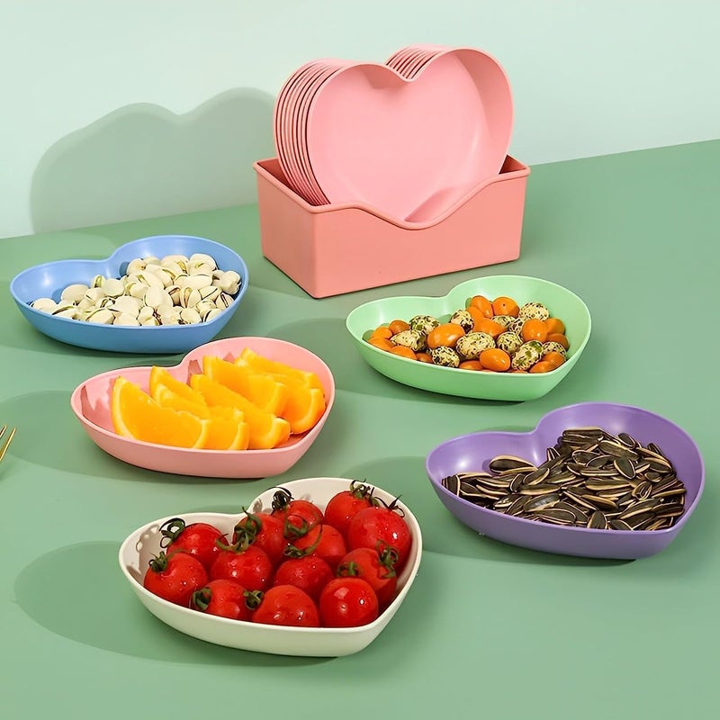 FLOXIT Heart Shaped Plates with Stand Sushi Plate Seasoning Dishes for Dessert, Salad, Fruits, Cake Elegant Home Kitchen Small Dish Set Eco-Friendly & Safe Microwave,Freezer&Dishwasher (Pink) - Image 2