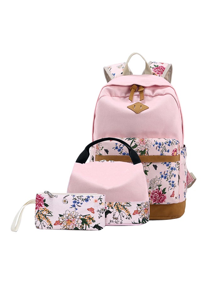 Polyester Printed Zipper Kids Backpack Set Pink/Blue