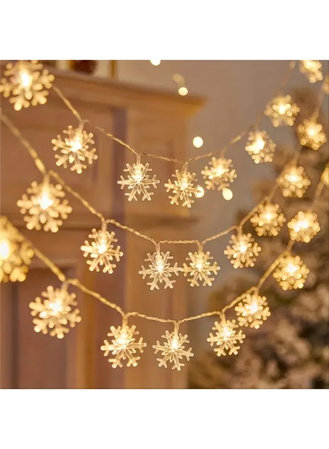 أضواء LED بيضاء على شكل خيط بطول 150 سم بتصميم ندفة الثلج لتزيين المنزل في عيد الميلاد - Image 3