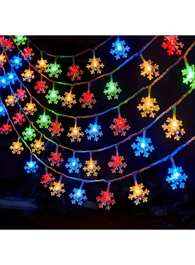 أضواء LED بيضاء على شكل خيط بطول 150 سم بتصميم ندفة الثلج لتزيين المنزل في عيد الميلاد - Image 1