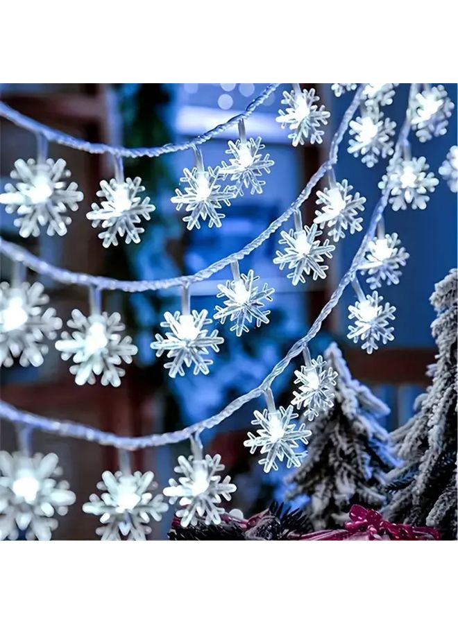 أضواء LED بيضاء على شكل خيط بطول 150 سم بتصميم ندفة الثلج لتزيين المنزل في عيد الميلاد - Image 2