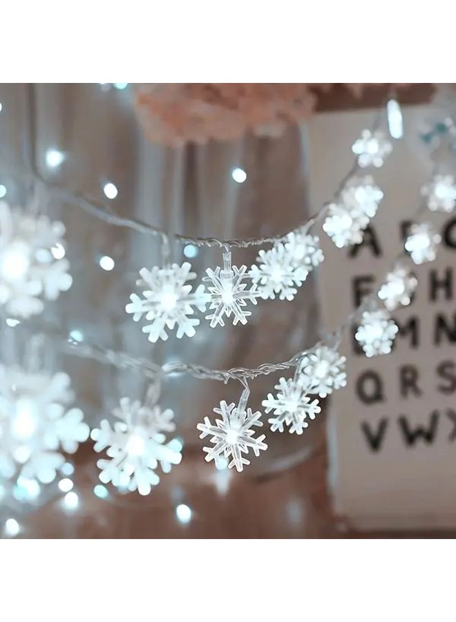 أضواء LED بيضاء على شكل خيط بطول 150 سم بتصميم ندفة الثلج لتزيين المنزل في عيد الميلاد - Image 5