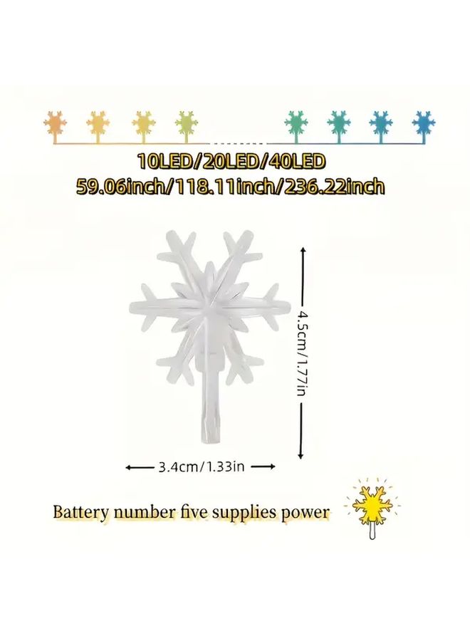 أضواء LED بيضاء على شكل خيط بطول 150 سم بتصميم ندفة الثلج لتزيين المنزل في عيد الميلاد - Image 4