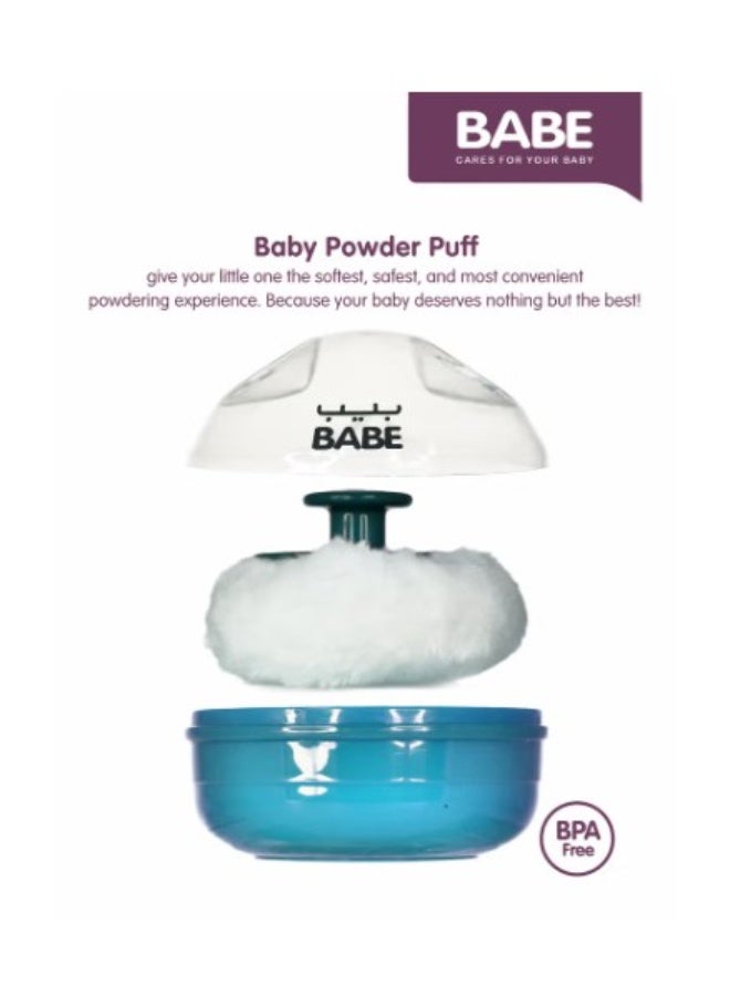 BABE Baby Powder Puff with Storage Container (Blue) | Soft Refillable Polyester Applicator for Babies - Image 5