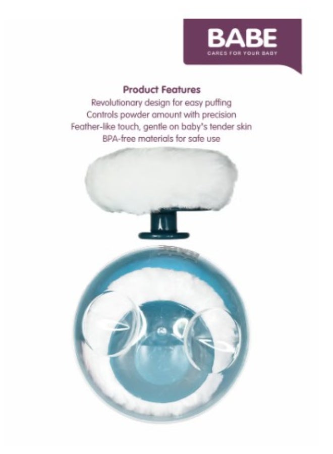 BABE Baby Powder Puff with Storage Container (Blue) | Soft Refillable Polyester Applicator for Babies - Image 4
