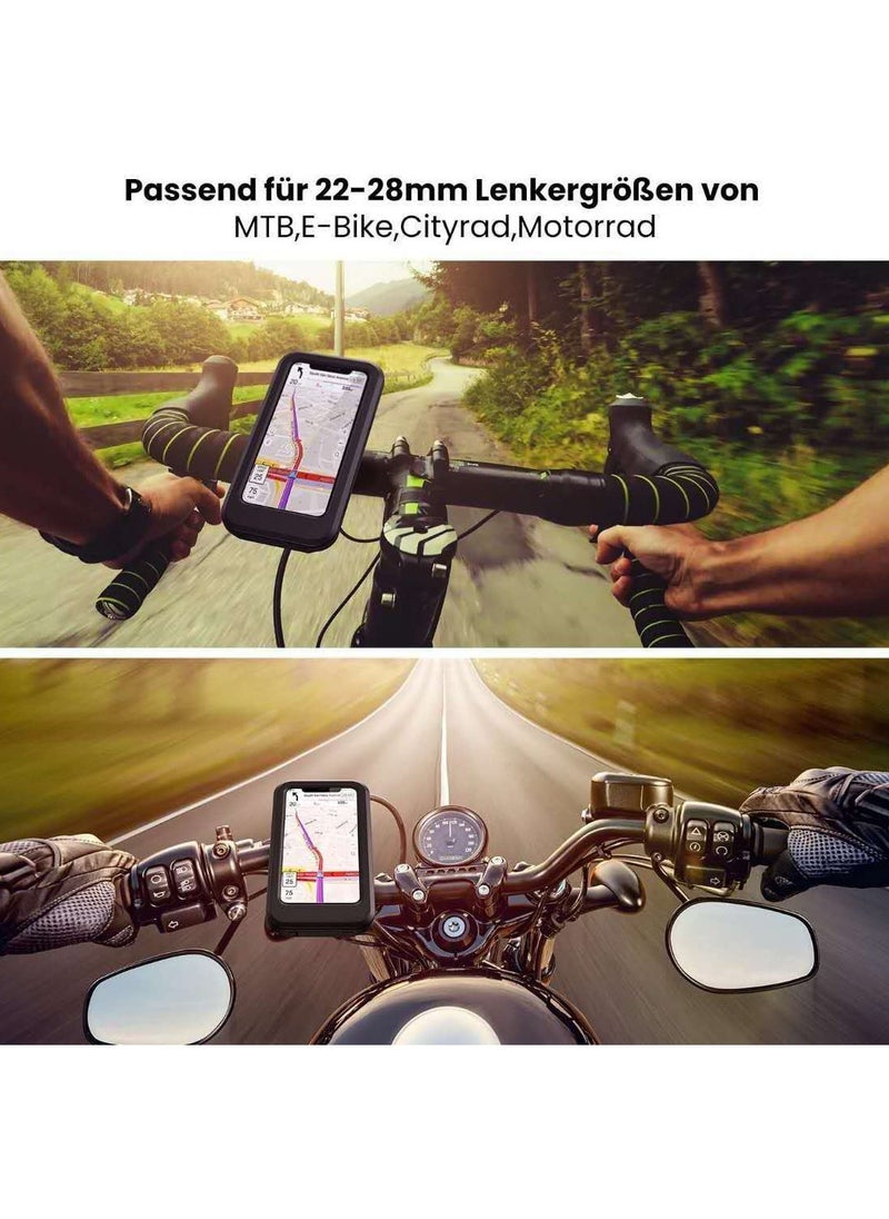 ELIKLIV ELIKLIV Waterproof Bike Phone Holder Handlebar Phone Holder Motorcycle Bike Shake Stabilization 360 Degree Rotation Motorcycle Phone Holder, Touch Screen Bike Phone Holder Waterproof, Motorcycle Handlebar Holder, Mountain Bike Phone Clip, Scooter Phone Holder Height Adjustable & 360° Rotation, Suitable for Any Smartphone GPS Navigation  - Image 2