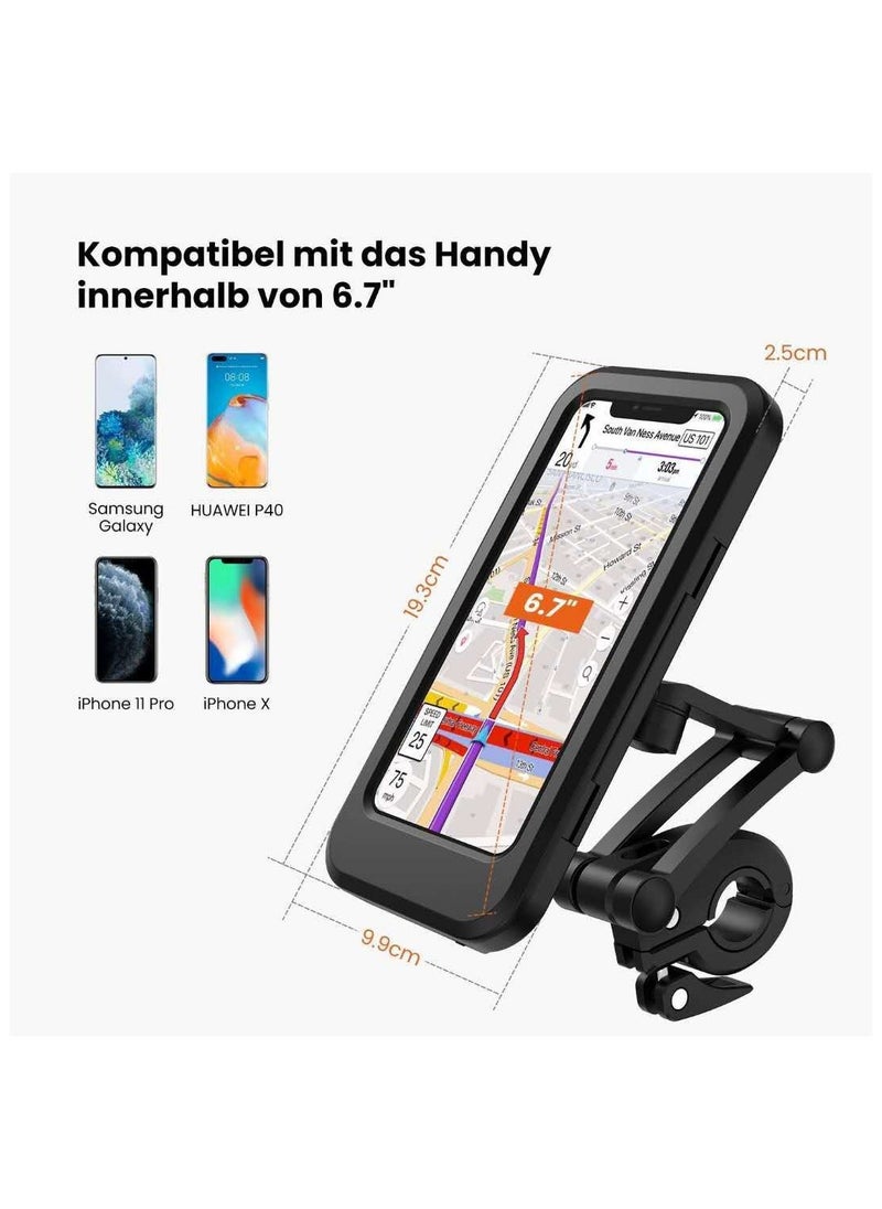 ELIKLIV ELIKLIV Waterproof Bike Phone Holder Handlebar Phone Holder Motorcycle Bike Shake Stabilization 360 Degree Rotation Motorcycle Phone Holder, Touch Screen Bike Phone Holder Waterproof, Motorcycle Handlebar Holder, Mountain Bike Phone Clip, Scooter Phone Holder Height Adjustable & 360° Rotation, Suitable for Any Smartphone GPS Navigation  - Image 3