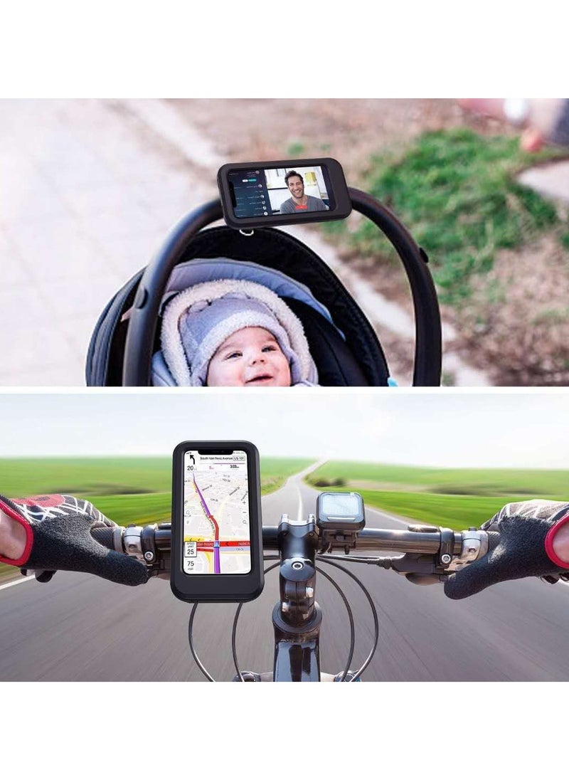 ELIKLIV ELIKLIV Waterproof Bike Phone Holder Handlebar Phone Holder Motorcycle Bike Shake Stabilization 360 Degree Rotation Motorcycle Phone Holder, Touch Screen Bike Phone Holder Waterproof, Motorcycle Handlebar Holder, Mountain Bike Phone Clip, Scooter Phone Holder Height Adjustable & 360° Rotation, Suitable for Any Smartphone GPS Navigation  - Image 4
